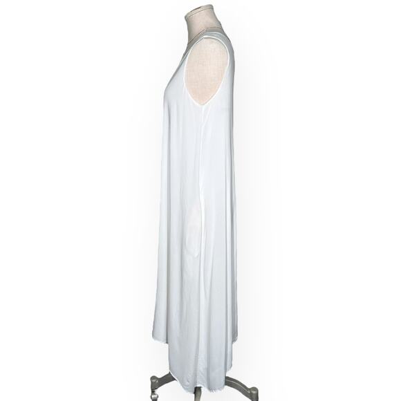 JAMES PERSE Double V Trapeze Swing Shift Dress Midi White Brunch Tea Cocktail - Picture 7 of 14